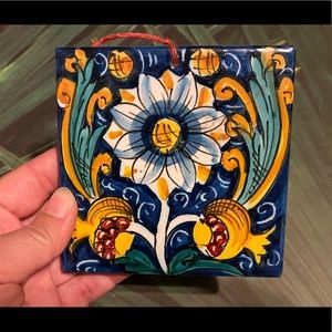 Beautiful Signed Mexican Talavera Tile (Floral)